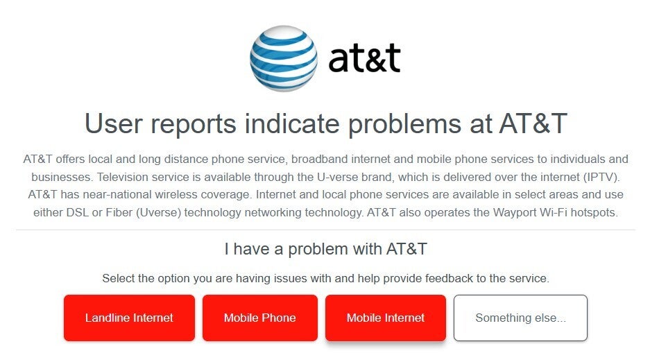 تقارير DownSetector أن هناك مشاكل مع خدمة AT&T. | Image Credit -DownDetector - الأخبار العاجلة: خدمة AT&T ، بما في ذلك الهواتف المحمولة والإنترنت ، تواجه مشكلات